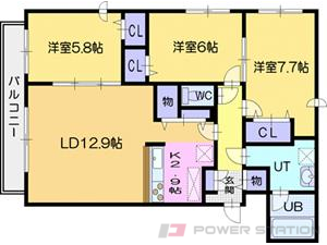 江別市大麻園町0賃貸マンション間取図面
