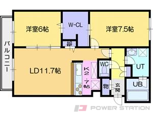 江別市大麻園町0賃貸マンション間取図面