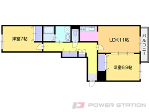 江別市文京台東町1賃貸マンション間取図面