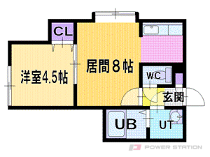 エクセル新札幌:1号室タイプ（1DK）