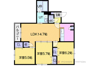 オルセー厚別中央V:2号室タイプ