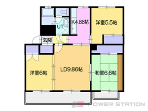 テレパレス小樽奥沢:3LDK