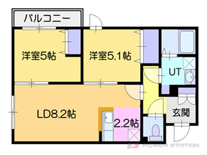 プラージュ銭函:4号室タイプ