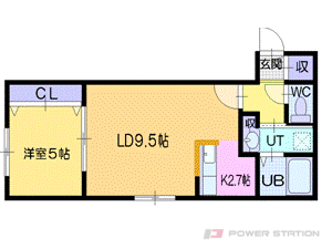 グラマシー:2号室タイプ（1LDK）