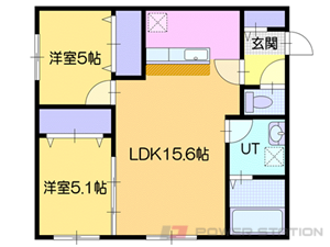 Kalmia桑園(カルミア桑園):1号室タイプ