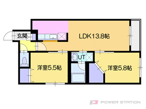 グランオルセーS8:1号室タイプ【2LDK】～現代風な和室部屋～