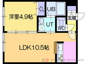 ラ・シュエット江別:2号室タイプ（1LDK）