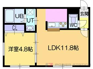 ラ・シュエット江別:6号室タイプ（1LDK）