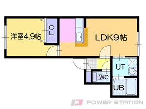 ドライエポック東野幌:５号室タイプ（１ＬＤＫ）