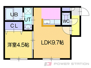 ドライエポック東野幌:６号室タイプ（１ＬＤＫ）