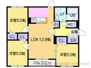 ミールスターリー:1号室タイプ（３ＬＤＫ）