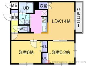 La luce北41条:4号室タイプ（2LDK）