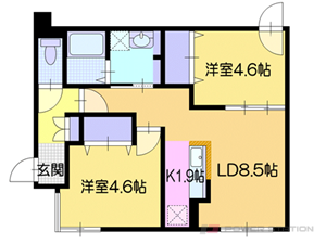 カサトレス美園:2号室タイプ【2LDK】